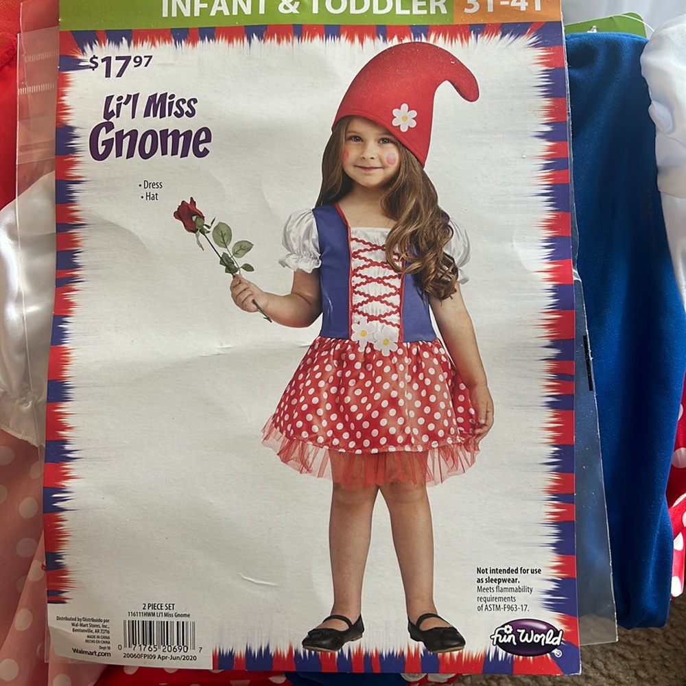 Fun World Li'l Miss Gnome Costume - Red and Blue